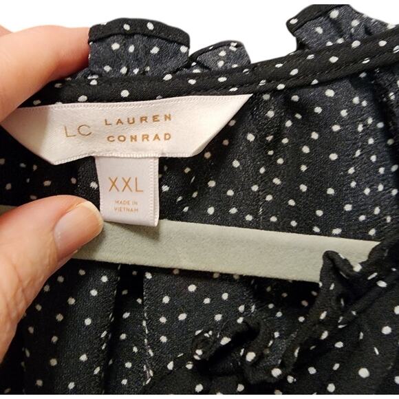 Lauren Conrad Black White Polka Dot Ruffle Hem Dress Size XXL EUC - Picture 4 of 4